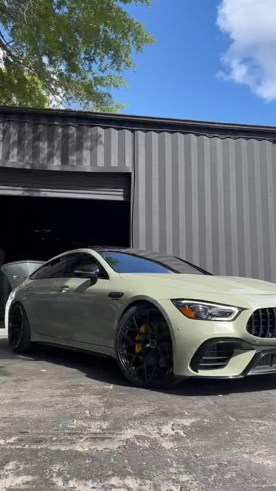 Mercedes-AMG GT 63 — Rolling out in olive green (Premium Vinyl Wrap video)